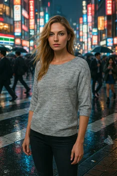 欧美年轻女性 - 东京夜景